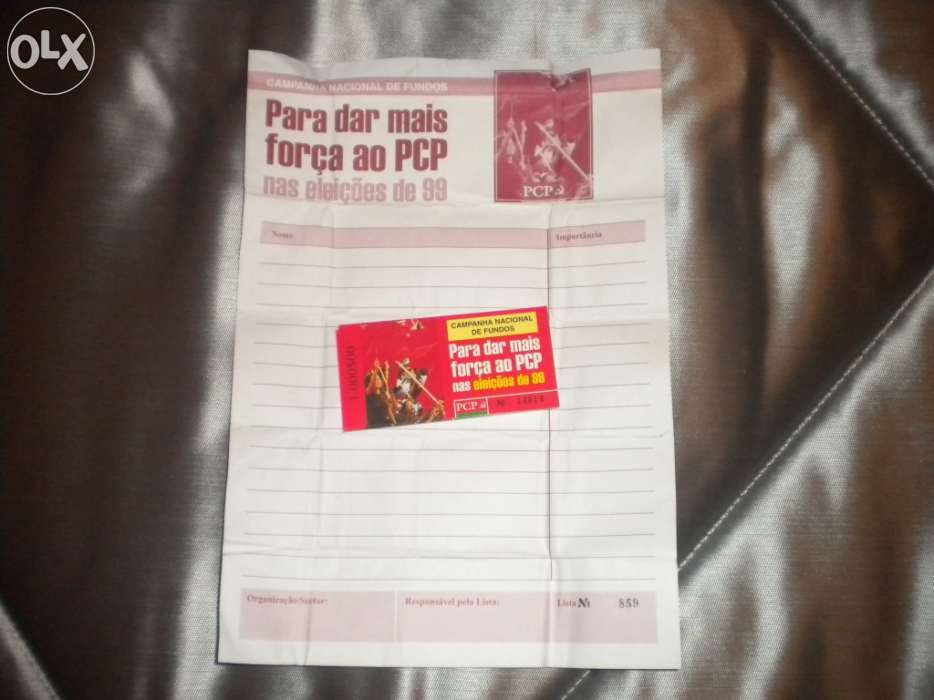 Bilhetes de angariação de fundos do pcp