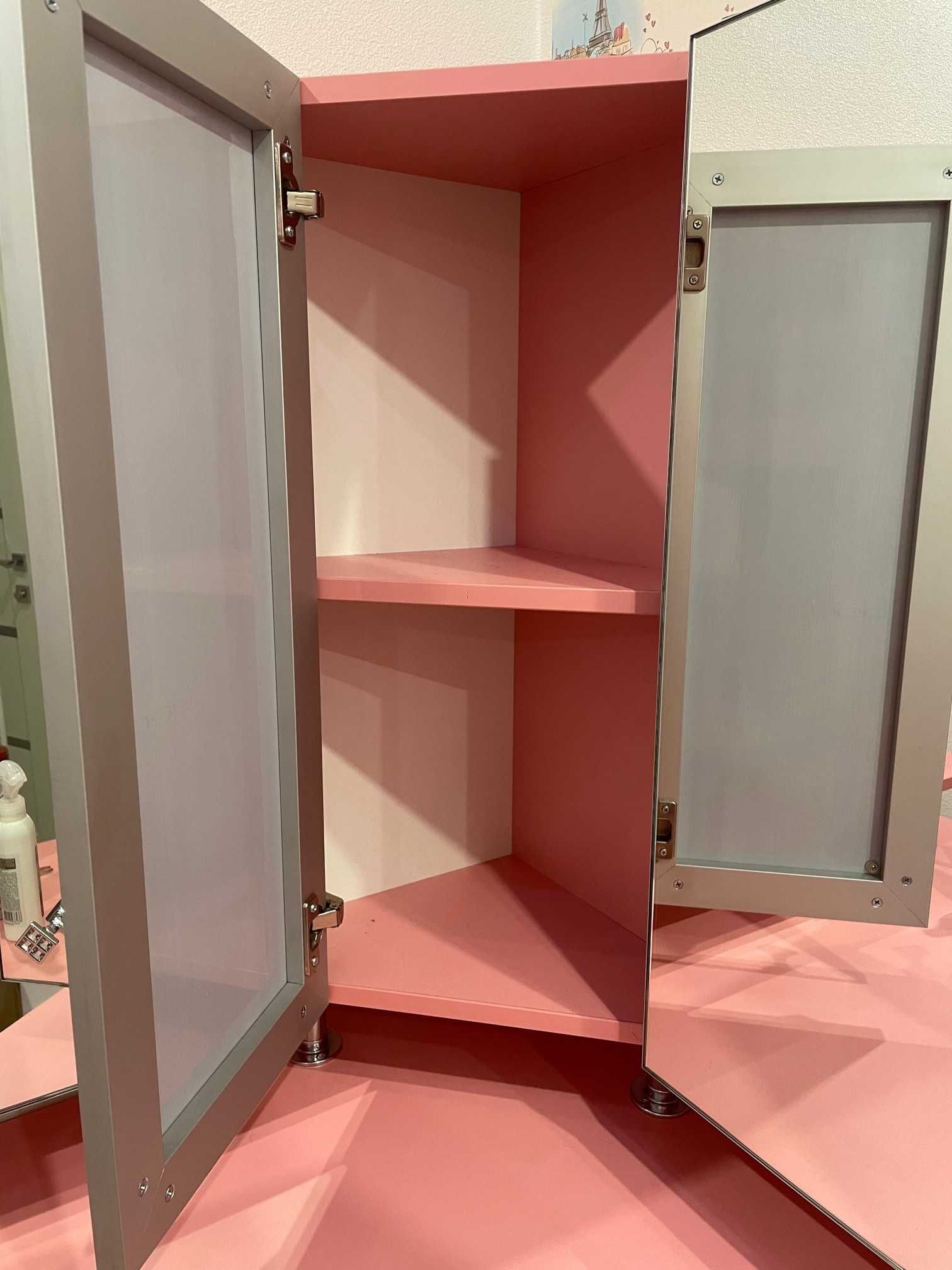 Туалетный стол-трюмо розовый и зеркало с подсветкой для девочки