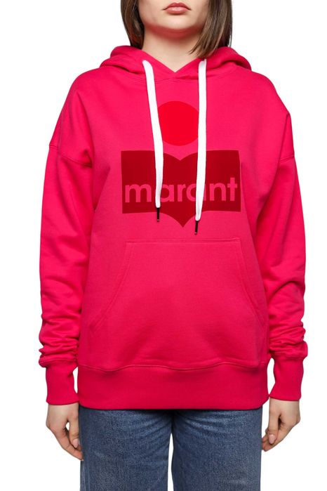 Худі Isabel Marant Étoile Mansel flocked-logo hoodie Neon Pink