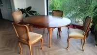 Rozkładany, okrągły, drewniany stół + 4 krzesła WARRINGS