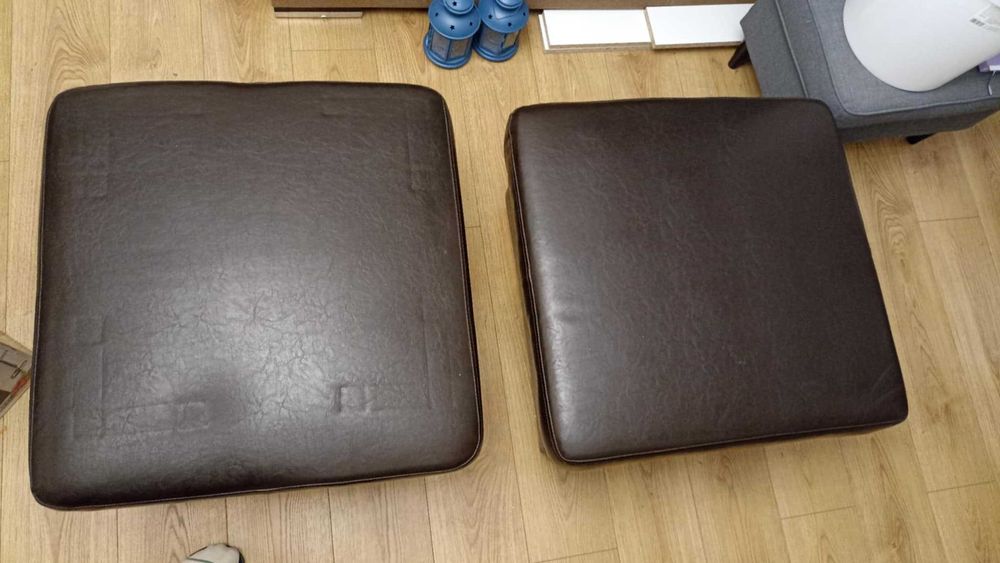 Skórzane pufy czarne