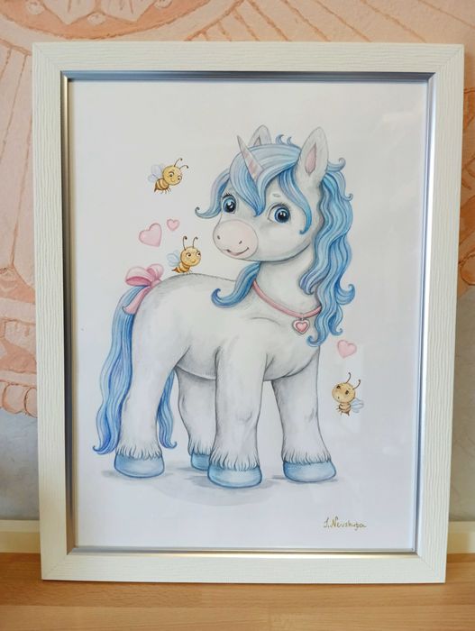 Авторська акварель "Єдиноріжка" 30х40см