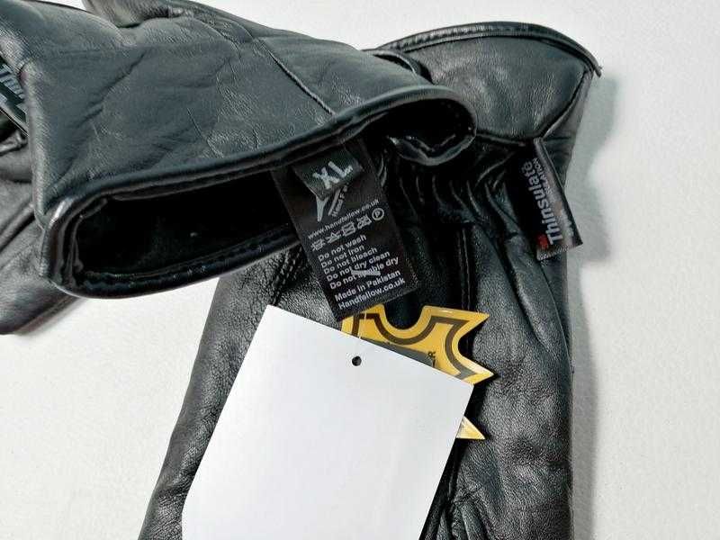 Мужские зимние черные кожаные перчатки thinsulate