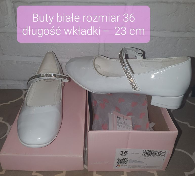 Buty białe roz.36  (23cm) komunia, zakończenie szkoły,wesele