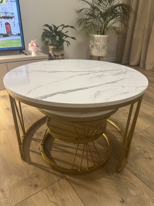 Zestaw 2 okrągłych stolików kawowych