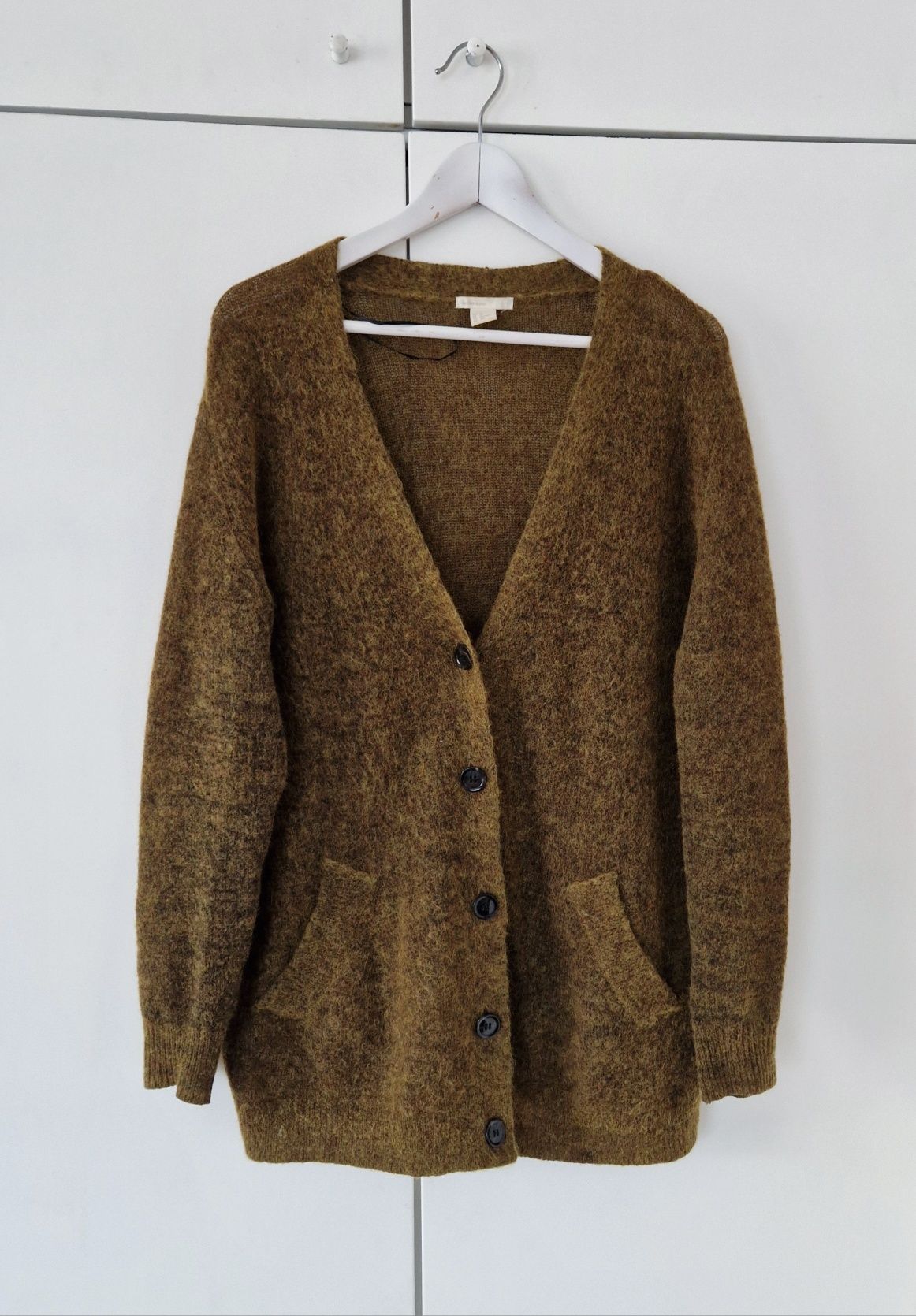 Wełniany moherowy kardigan sweter H&M