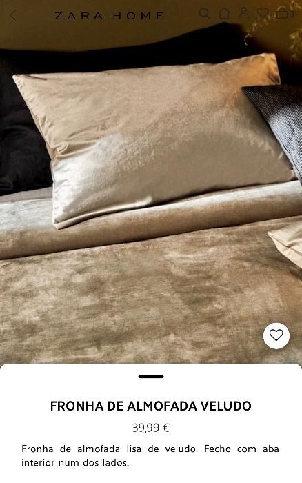 Capa de Edredão e Fronhas de Almofadas em Veludo Zara Home