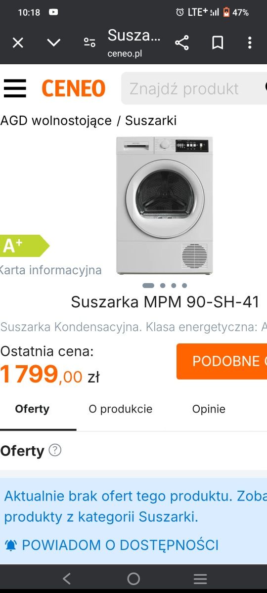 Suszarka MPM 90 SH 41 z pompą ciepła