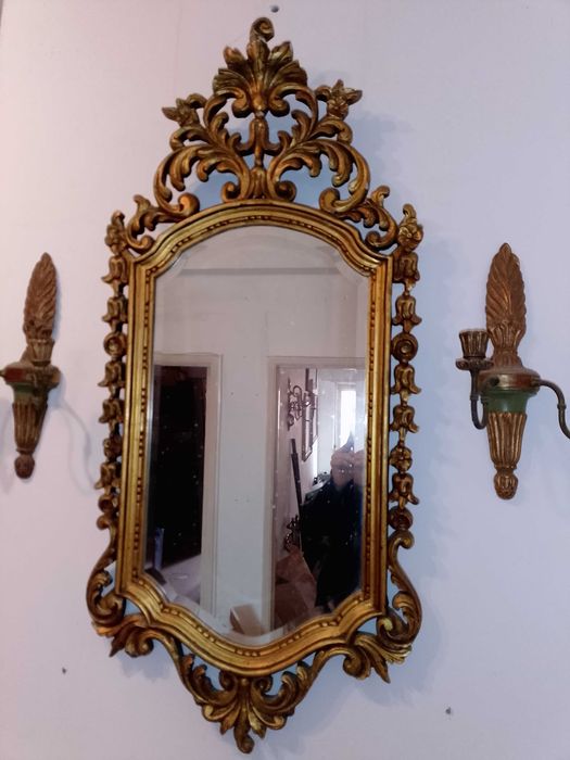 Espelho antigo talha dourada
