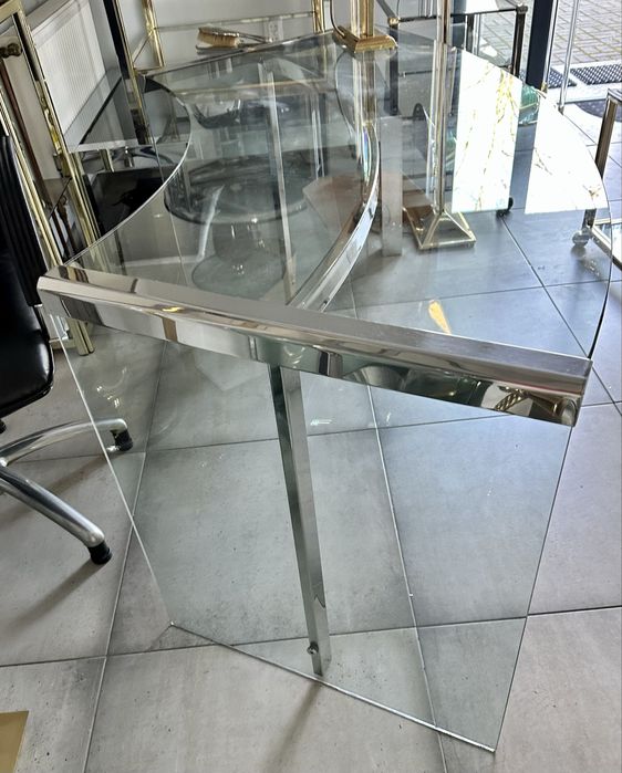 Gallotti Radice President Junior wlsokie srebrne biurko szklane duze