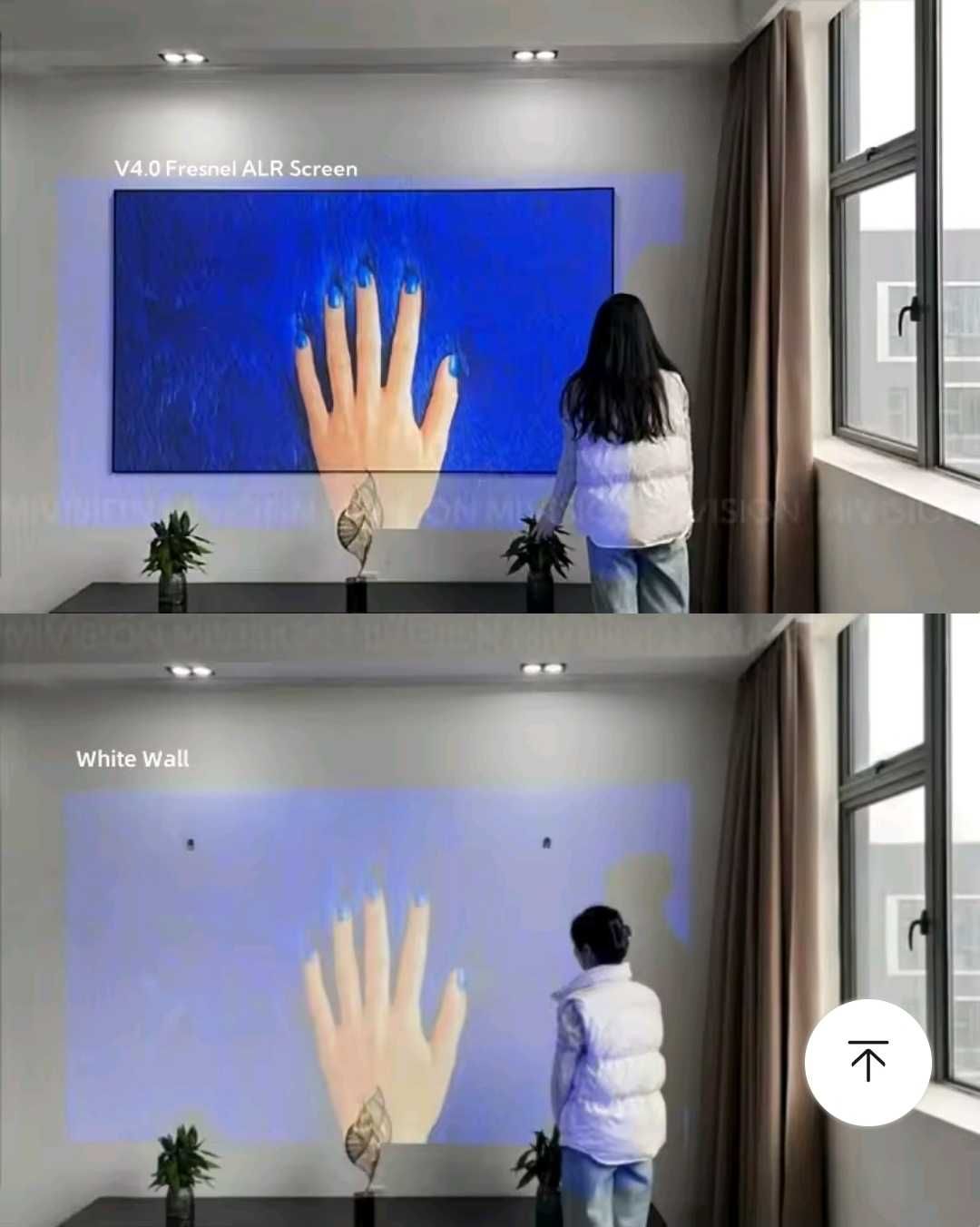 90" Fresnel ALR projection screen for standard/long throw projector