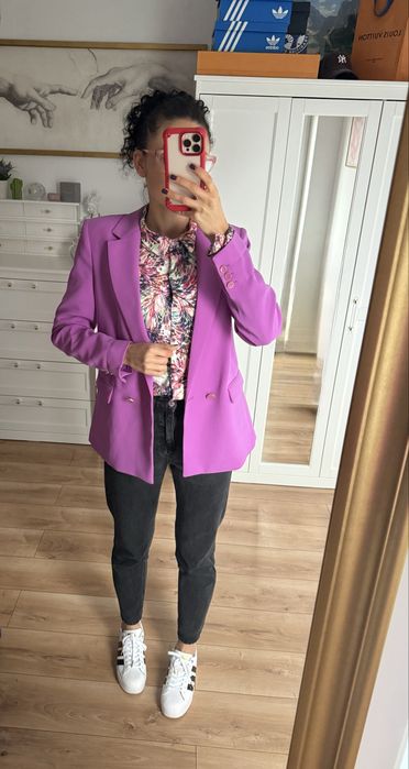 Marynarka żakiet damska Mango fiolet róż S trendy casual