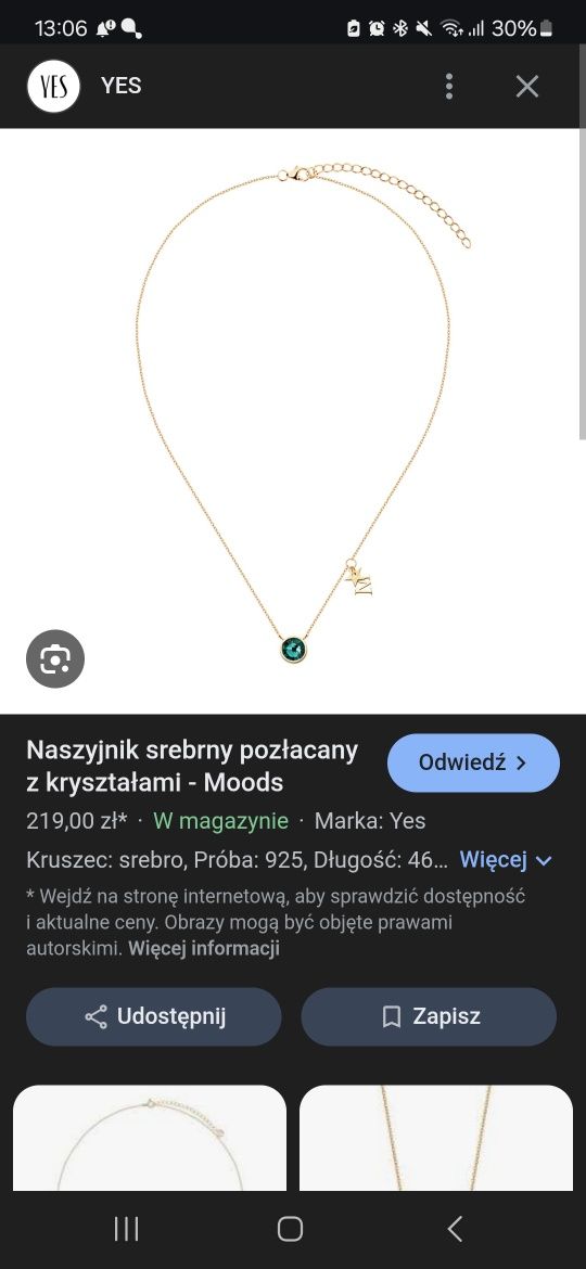 naszyjnik YES z oryginalnym opakowaniem zawieszka litera kryształek