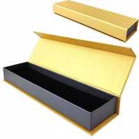 Eleganckie pudełko jubilerskie na bransoletkę złote czarna wkładka