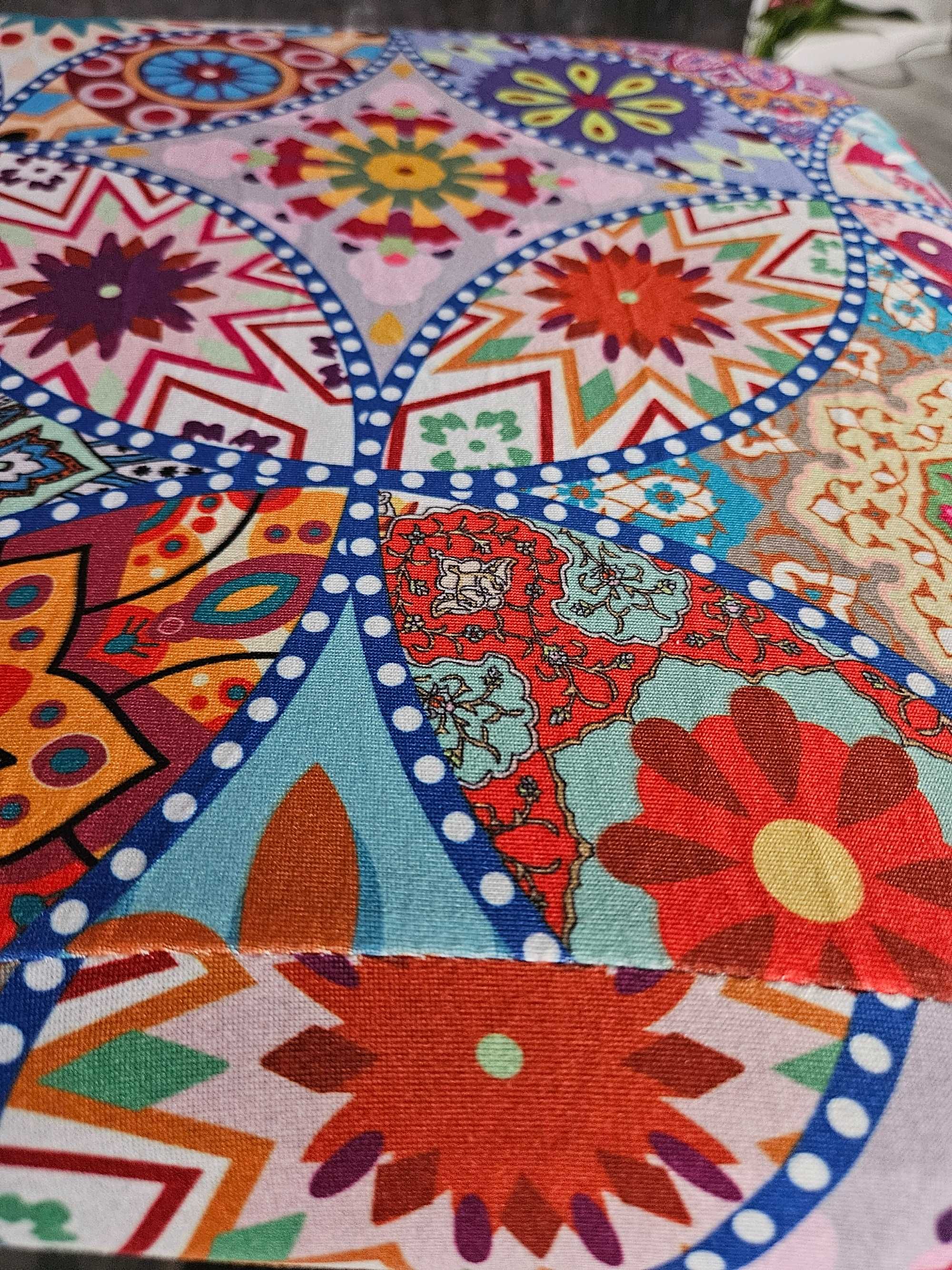 Pokrowce na krzesła wzór folklor kolorowe 4 szt uniwersalne