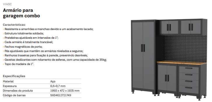 Armários Modulares Garagem/Oficina VITO - Faça a sua combinação! JL20