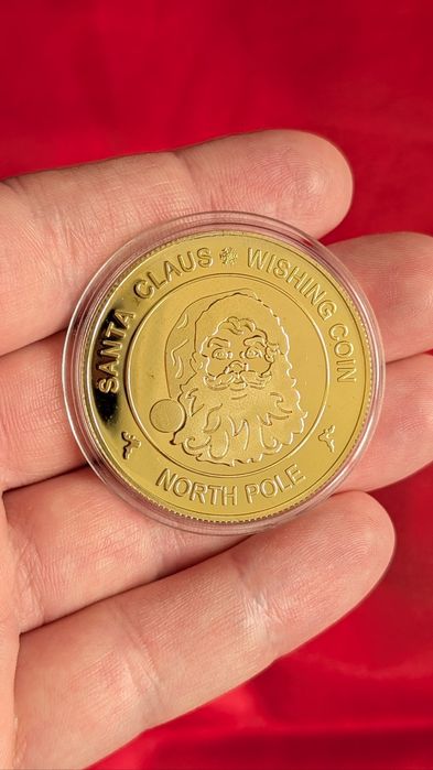 Золотая монета Merry Christmas Santa Claus рождество Санта Клаус