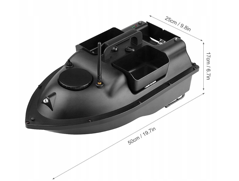 Łódka Zanętowa Bezprzewodowa Z 3 Pojemnikami 500M