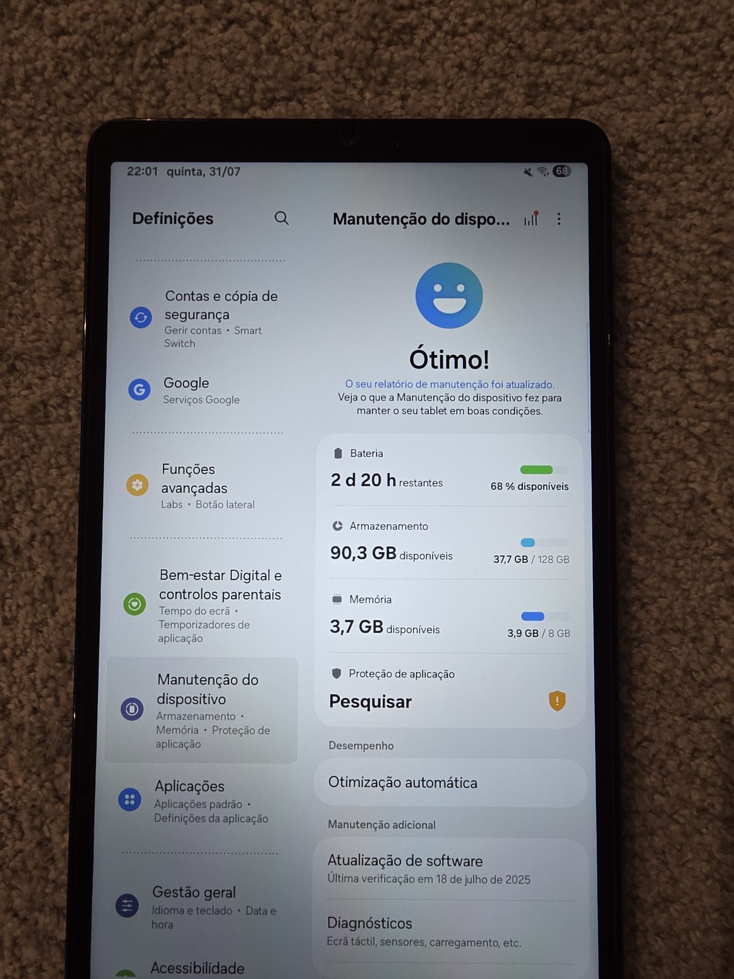 Samsung tab A9 8gb I 128gb com fatura