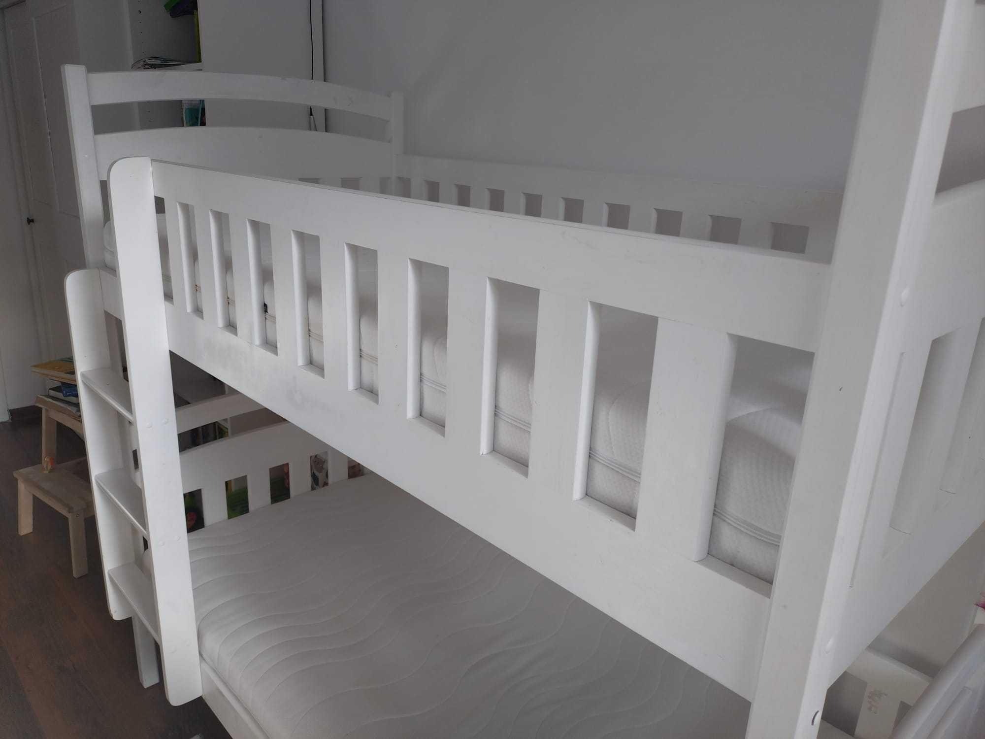 Łóżko piętrowe + materace, 80x160