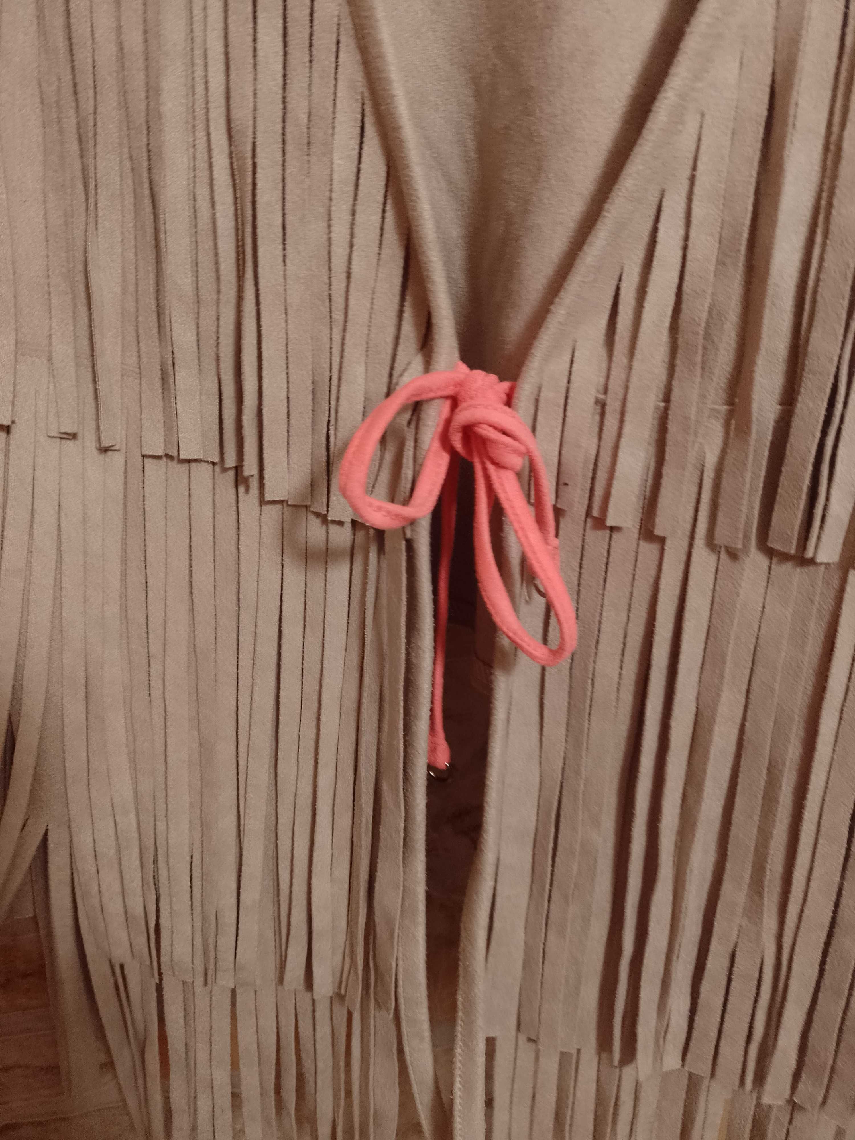 (38/40) (M/L) Bogato zdobiona frędzlami Kamizelka kowbojska z Londynu