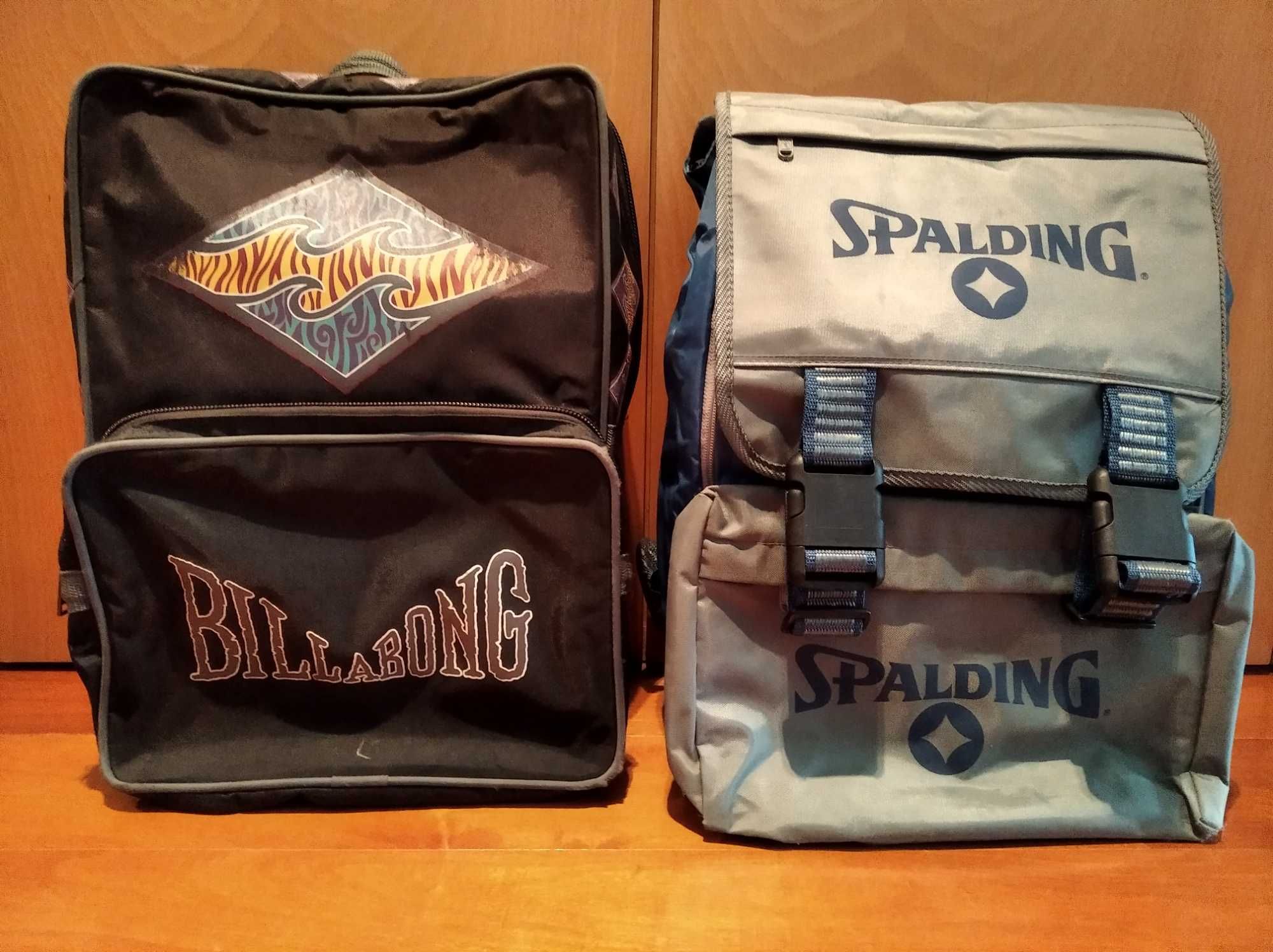 Mochilas vintage Billabong e Spalding