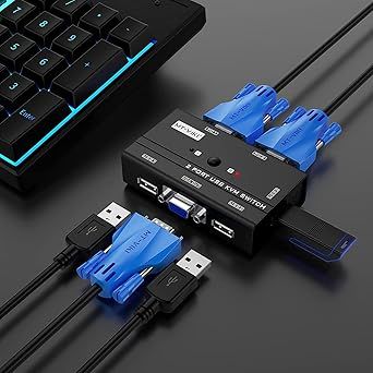 MT-VIKI Przełącznik KVM VGA 2-portowy z kablami USB 2 w 1