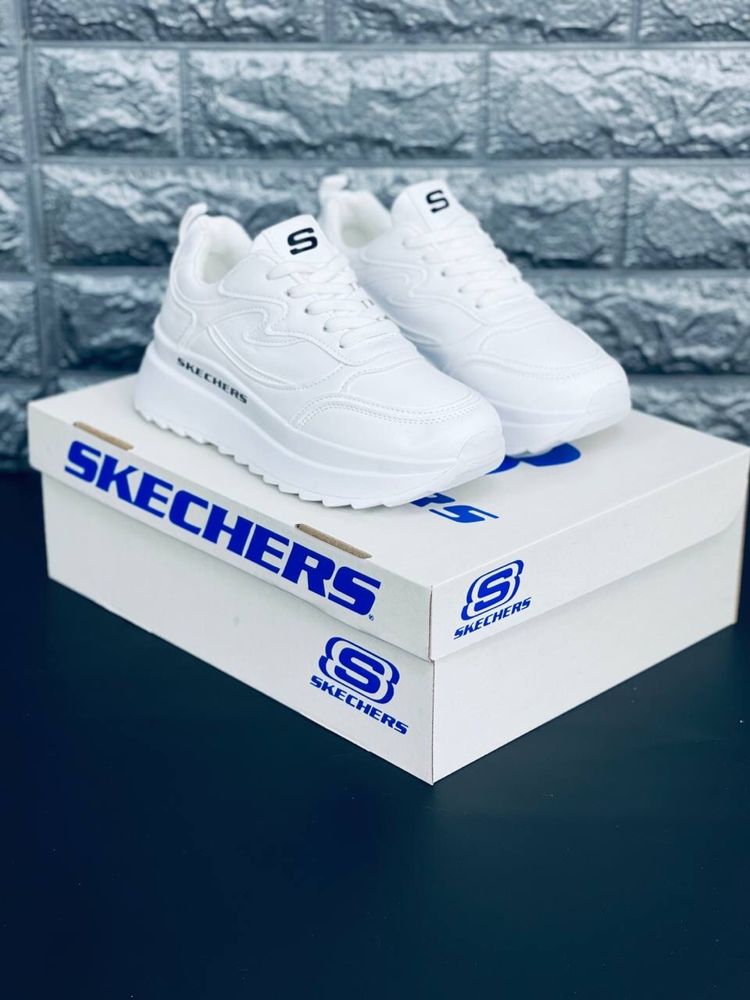 Skechers Кроссовки женские Натуральная Кожа! Скечерс на платформе