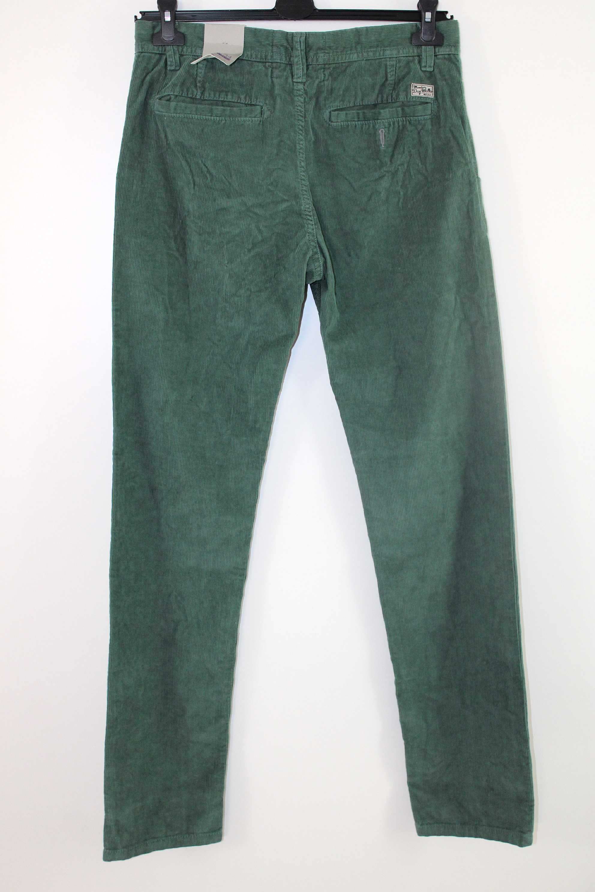 y4 MEXX Modne Sztruksowe Męskie Zielone Spodnie S