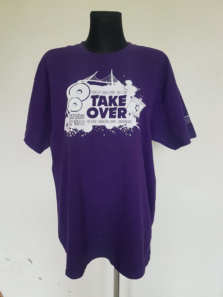 Fioletowa koszulka bluzka z nadrukiem t-shirt męska XL