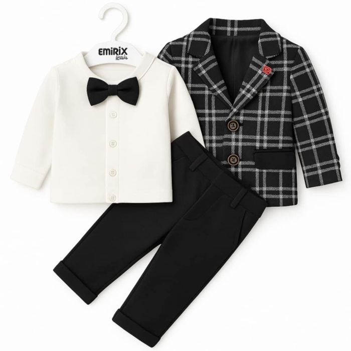 Elegancki miękki garniturek dla chłopca chrzest uroczystości r.92