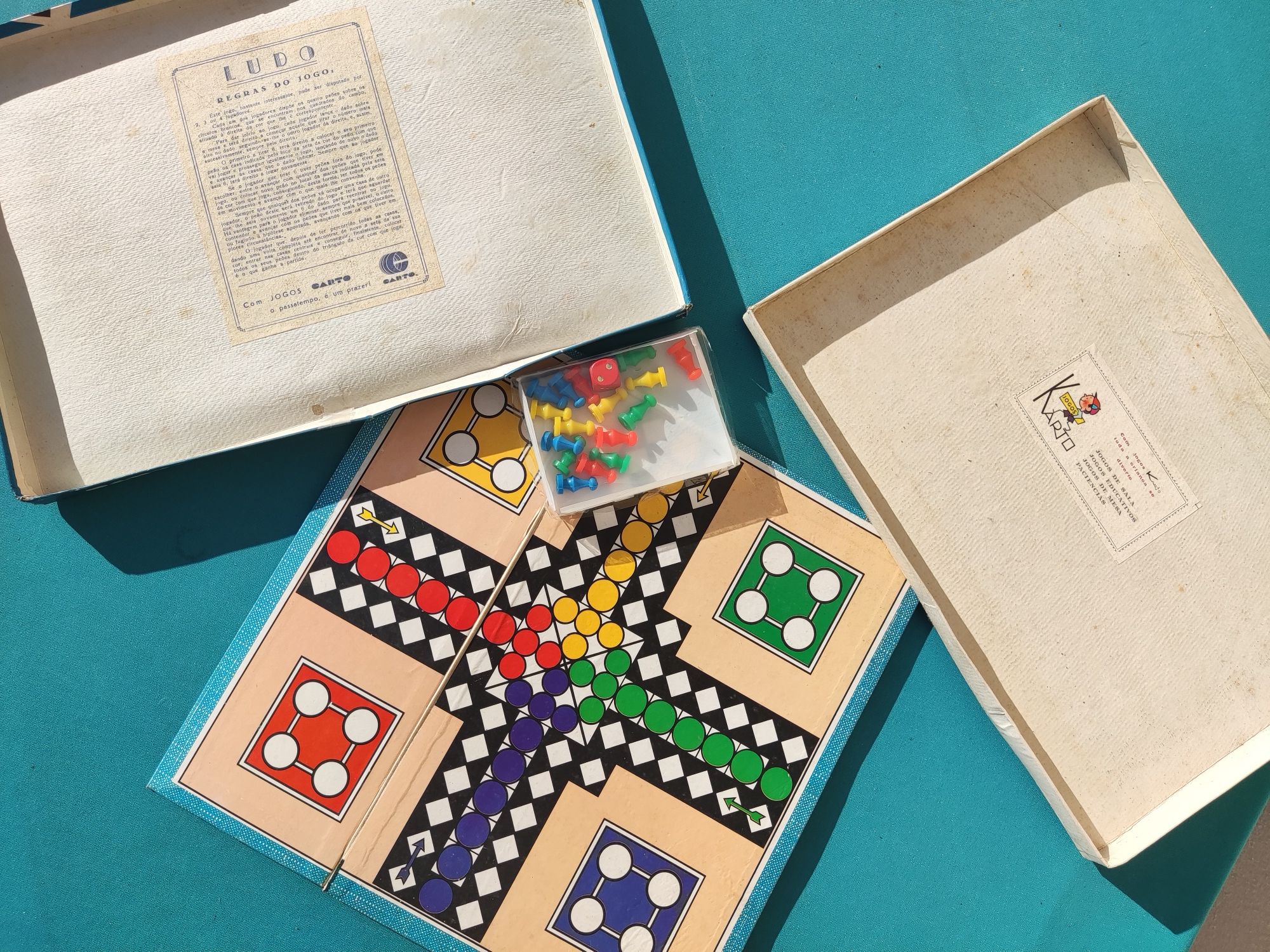 Jogo de tabuleiro antigo "LUDO" Karto, vintage