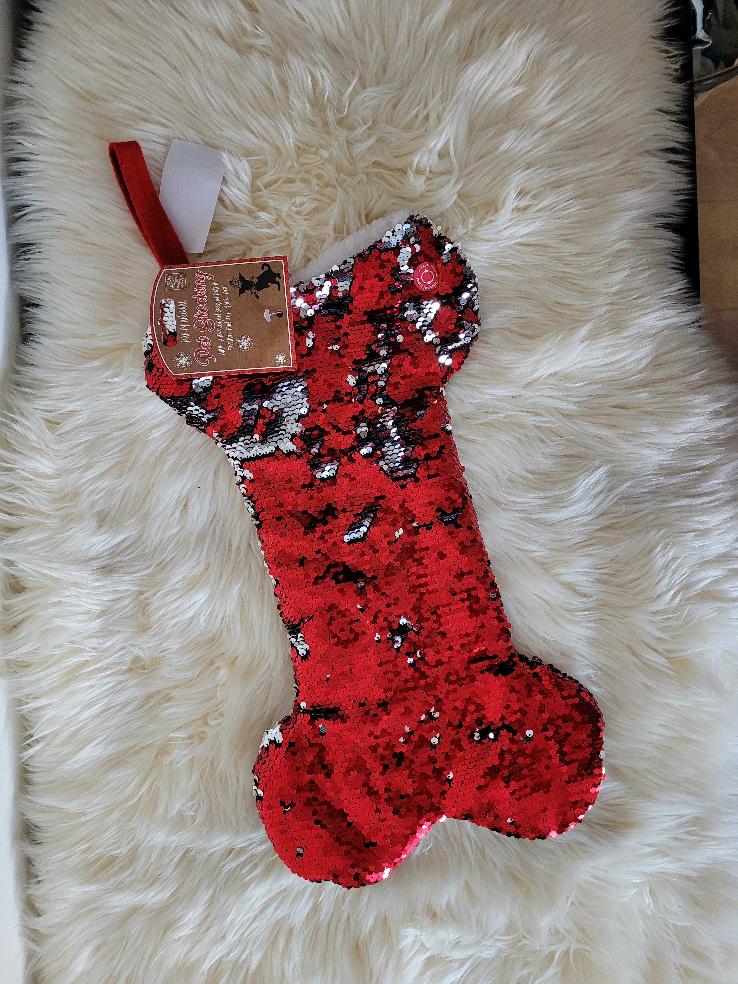 Skarpeta dekoracyjna świąteczna prezenty psa BożeNarodzenie