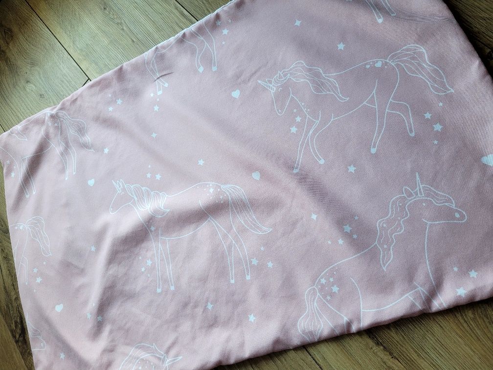 Pościel poszewki  komplet 180×200 cm. Biało różowe jednorożce