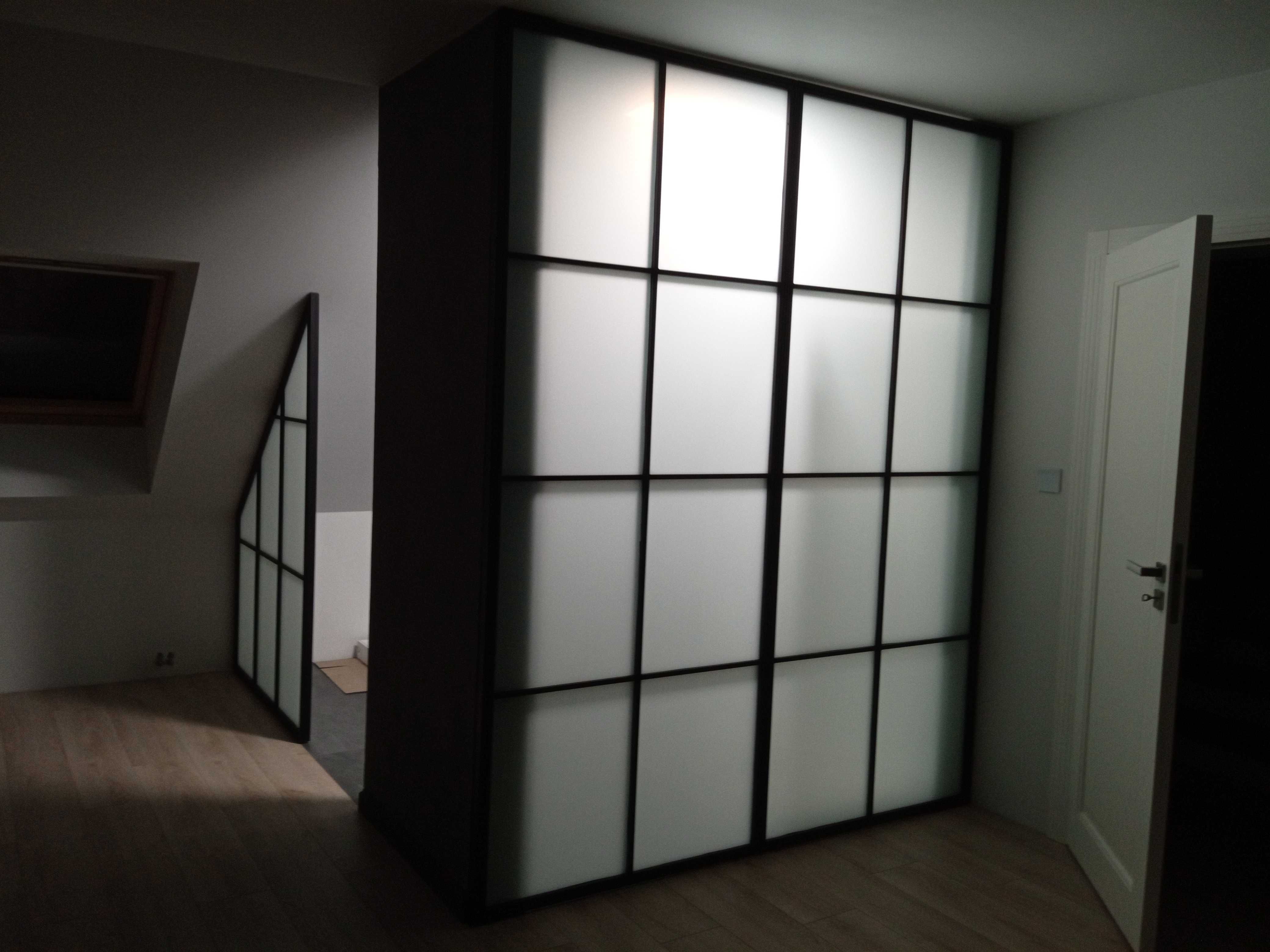 Ścianka loft, drzwi loft, ściana ze szkła, zabudowy loftowe