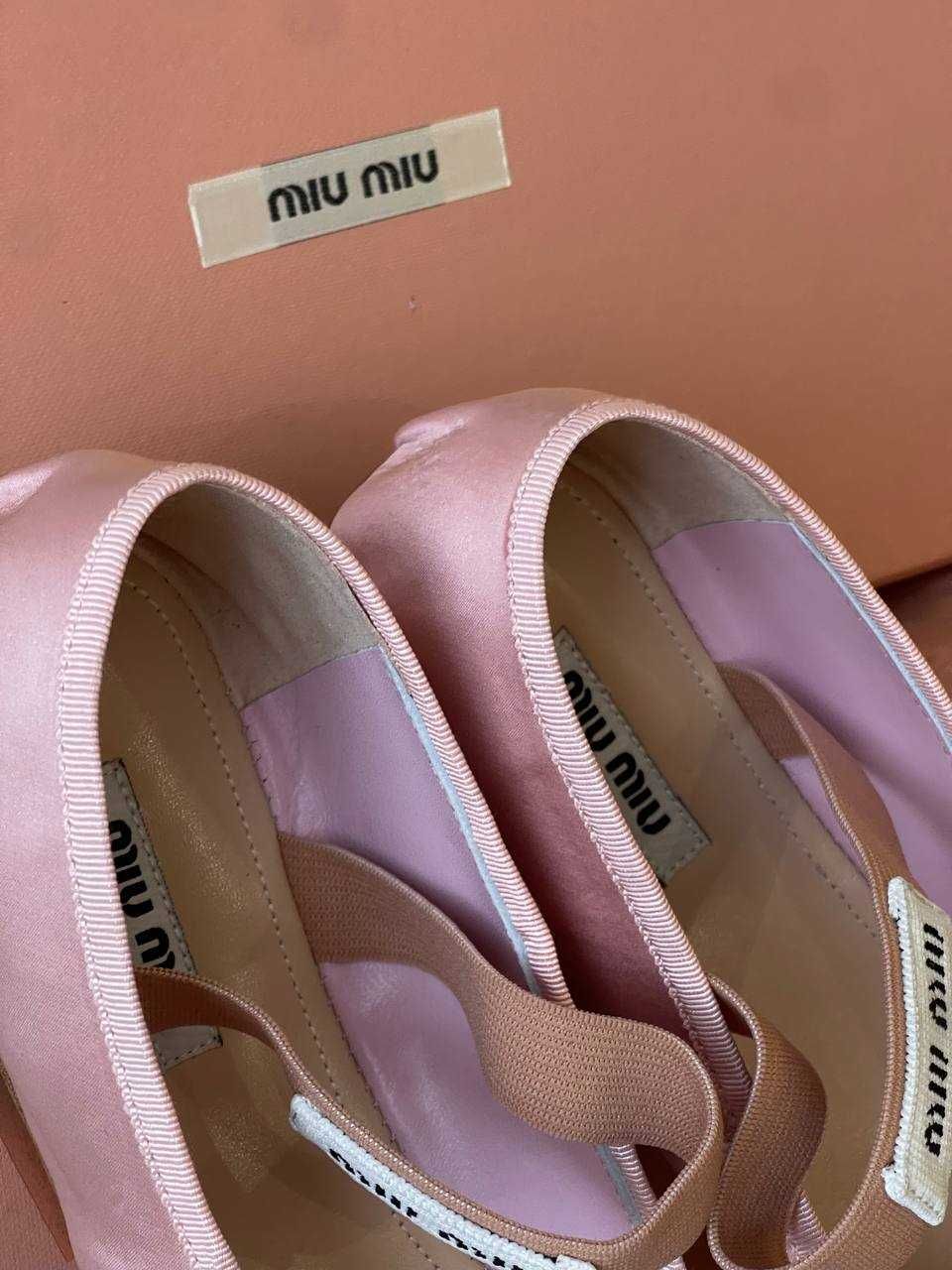 Satynowe Balerinki Miu Miu!Różowe OD RĘKI 36-41! PREMIUM
