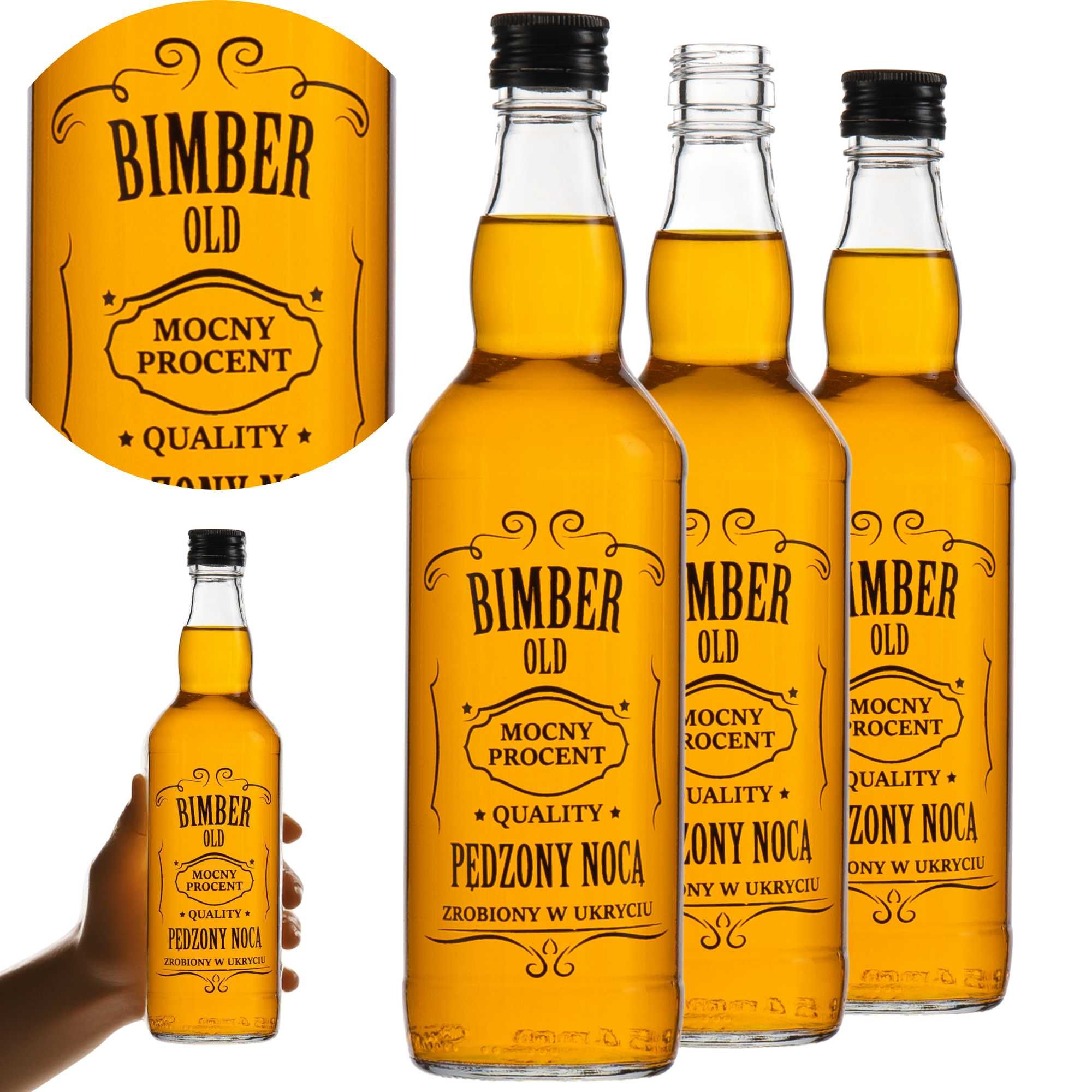 Butelka Monopolowa 500 ml + nadruk Bimber Pędzony Nocą 10 sztuk
