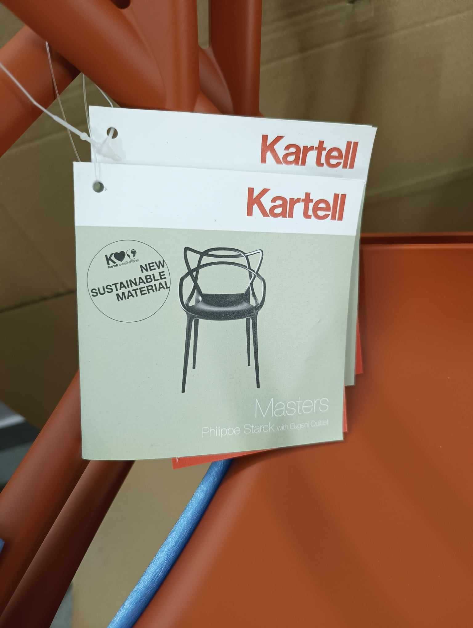 Kartell Masters Zestaw 2 krzesła na ogród i do domu NOWE pomarańczowe