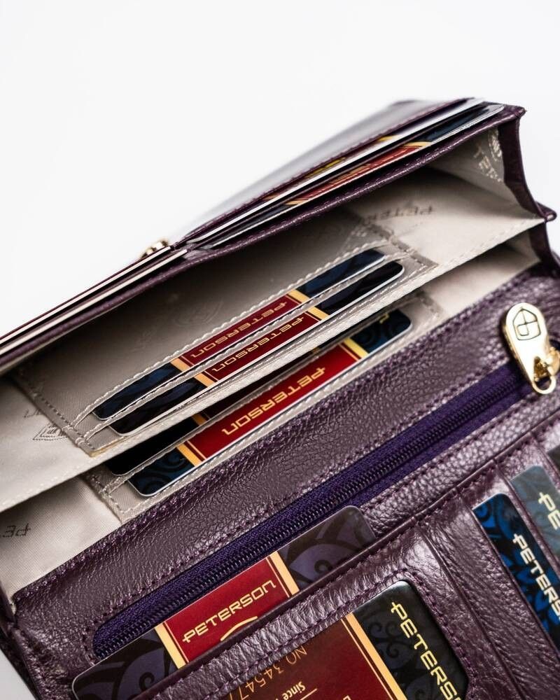 duży, skórzany portfel damski z systemem rfid - peterson
