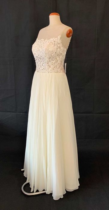 Rustykalna suknia ślubna ivory z kwiatami 3d nowa 40 L na wesele boho