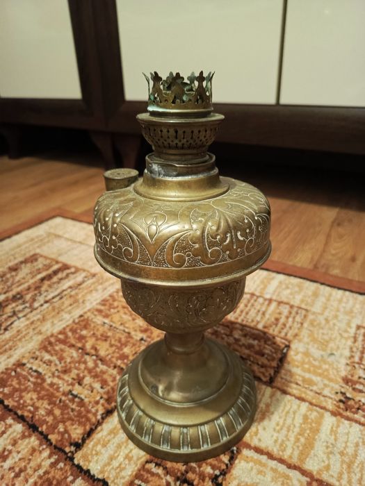 Duża mosiężna LAMPA NAFTOWA