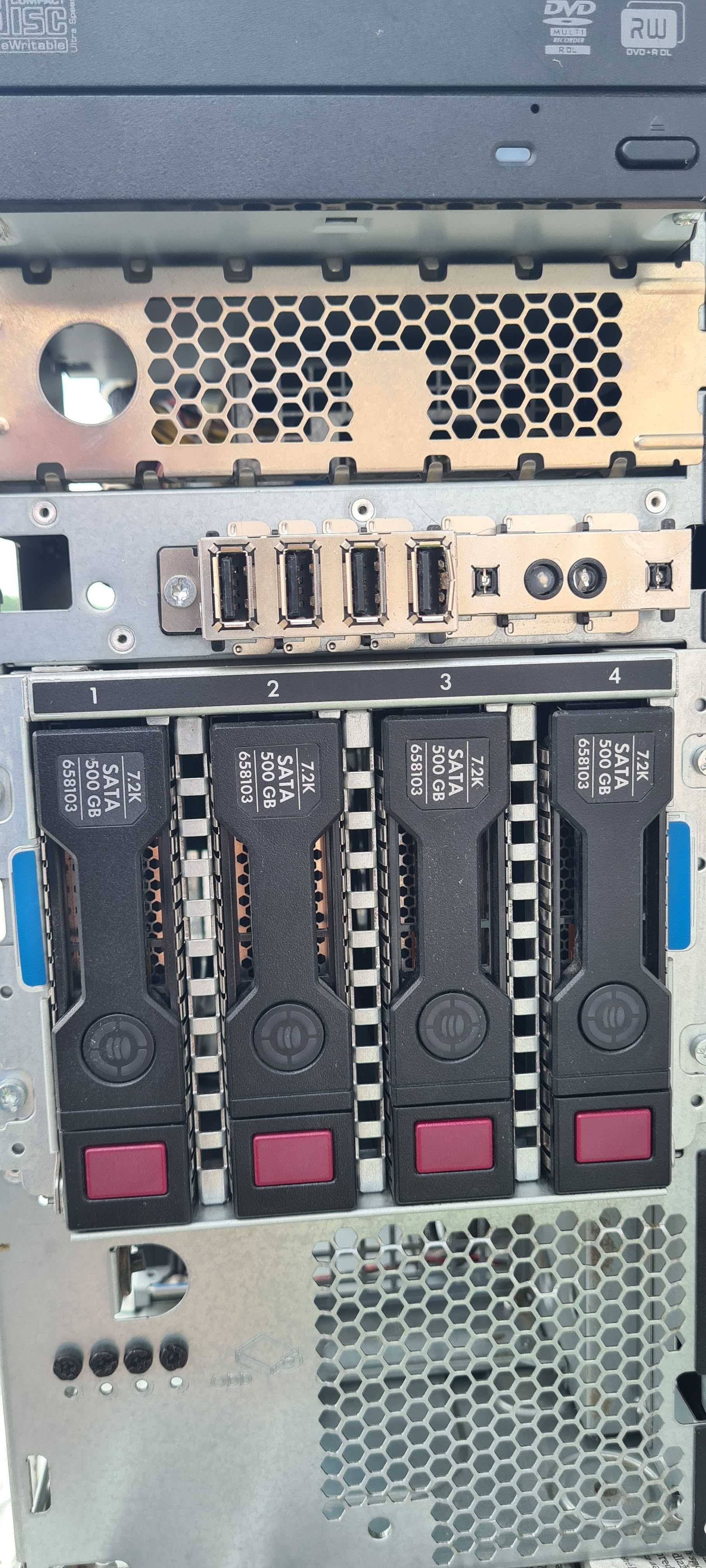 Serwer HP ProLiant ML310e Gen8 v2, 16GB RAM, HDD4x500GB, Win.Serv.2019