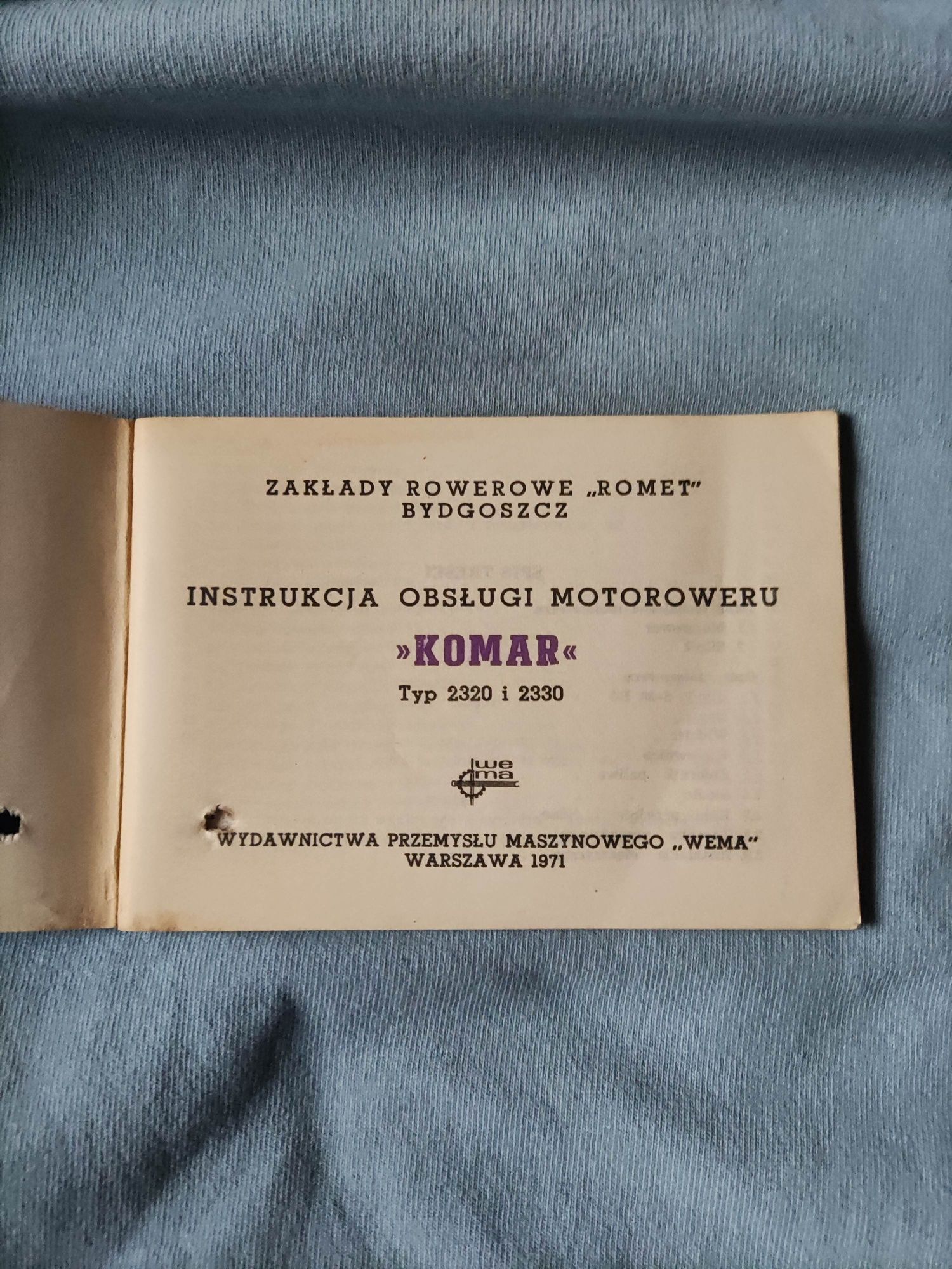 Instrukcje Obsługi Romet Komar 2320, 2330 z 1971 r

Stan BDB 

Bez zni