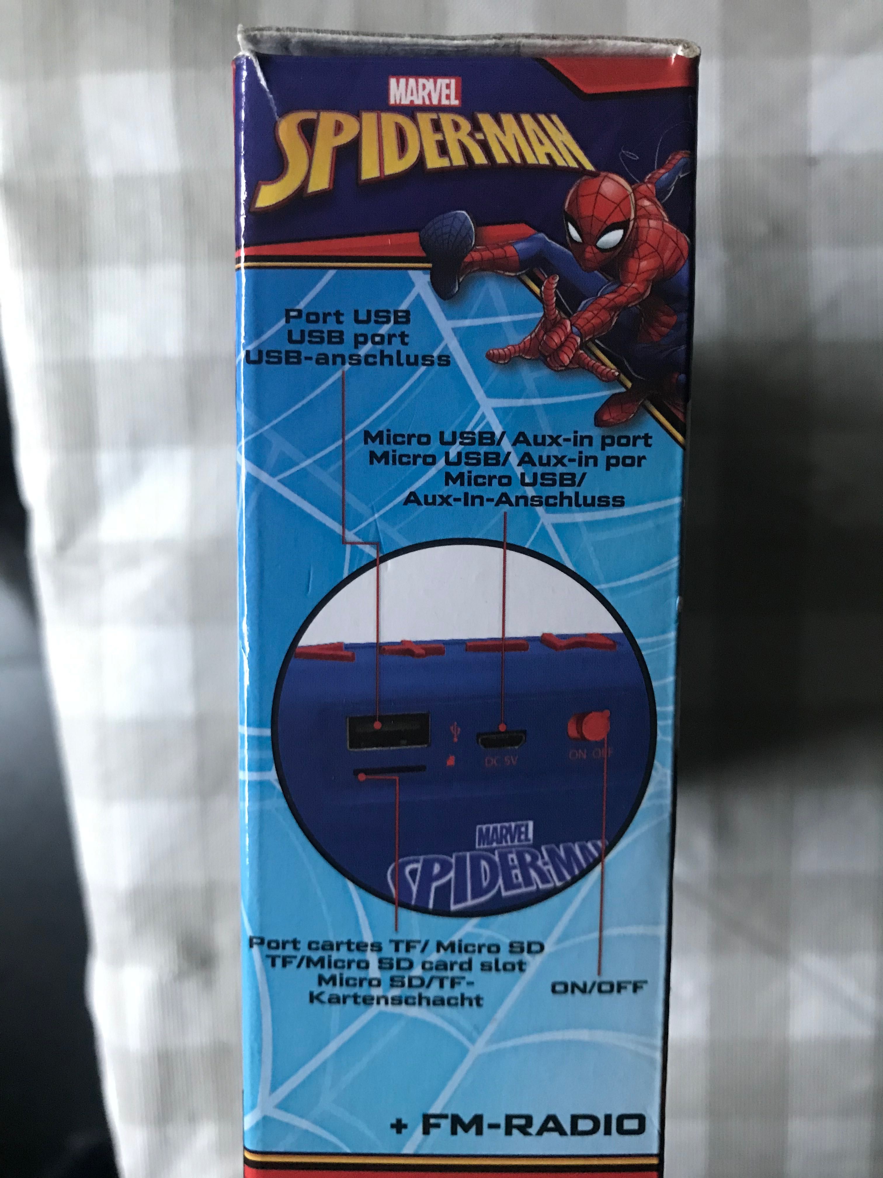 Coluna/rádio Bluetooth spiderman criança