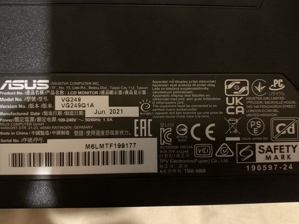 Monitor 24” 165Hz ASUS TUF Gaming VG249Q1A