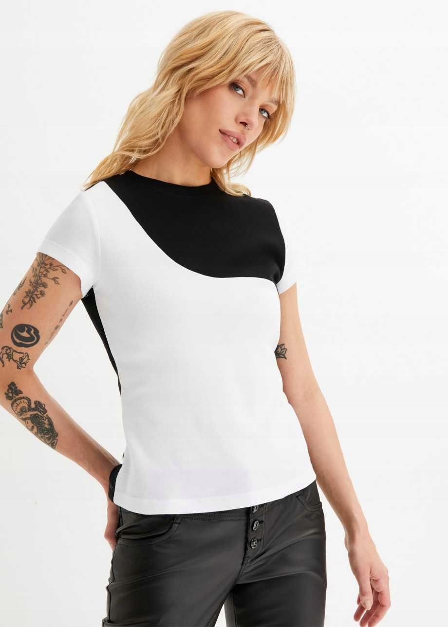 B.P.C bluzka t-shirt czarno-biała bawełna organiczna ^48/50