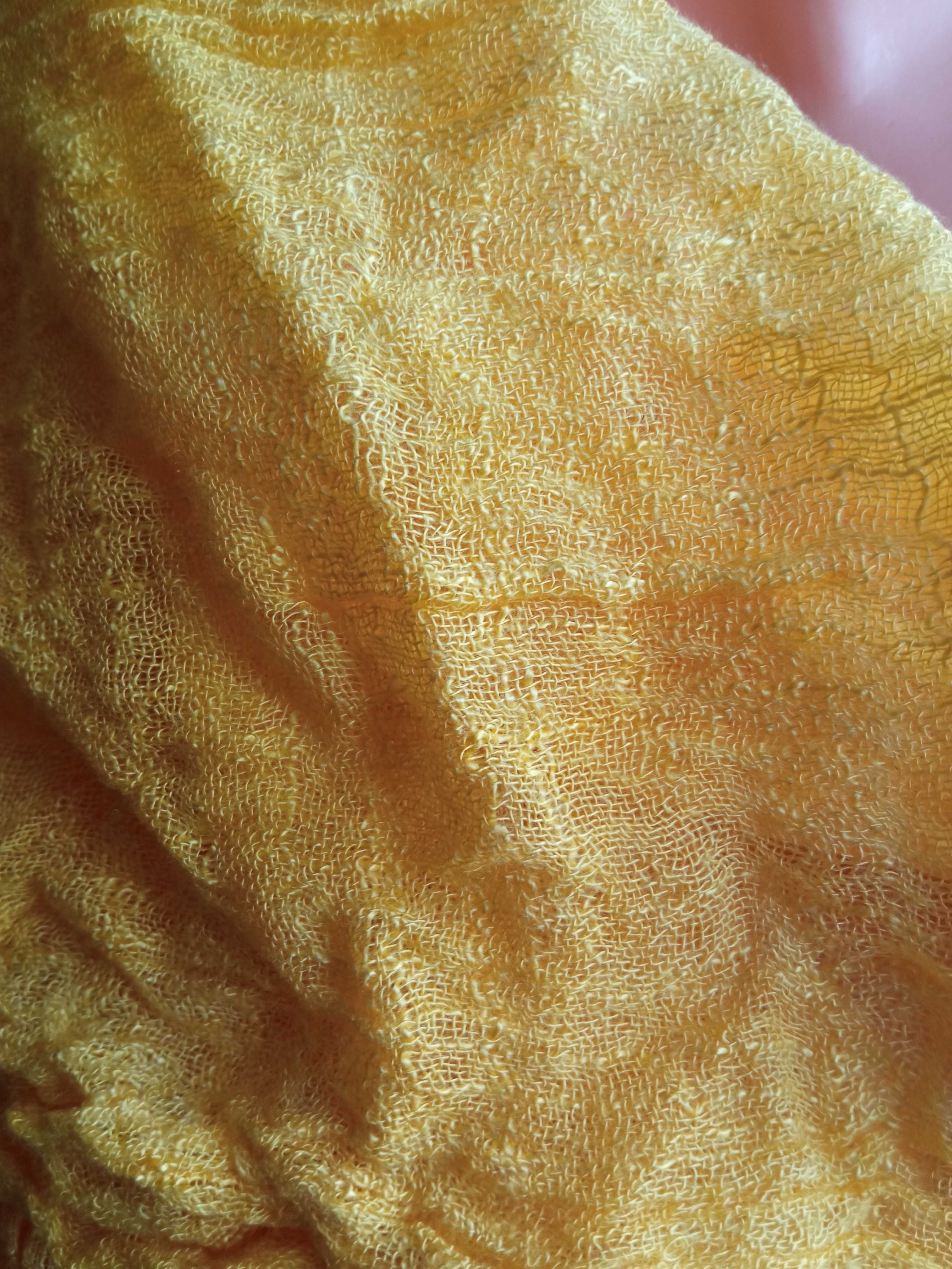Szalik apaszka gnieciona 140x 35 cm żółty słoneczny bawełna? rayon?