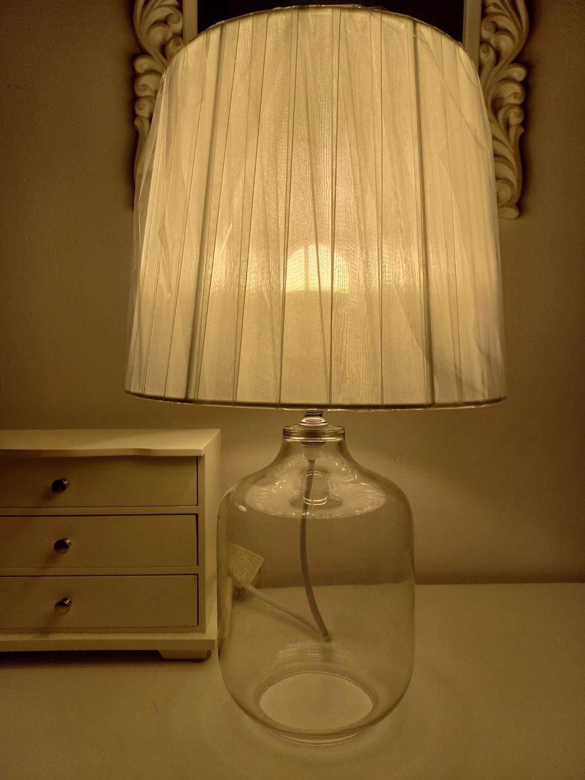 Lampa nowa glamour lampka stołowa nocna szklana przeźroczysta