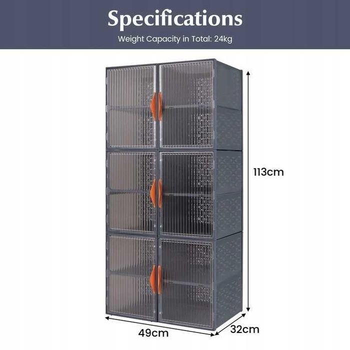 Organizer, szafka na buty, 12 kratek z drzwiczkami 113 x 49 x 32 cm