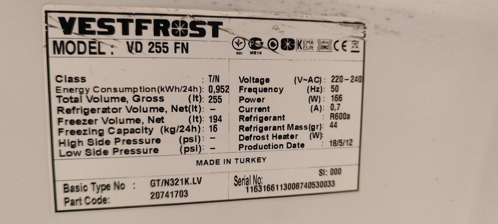 Морозильная камера Vestfrost VD 255 FN